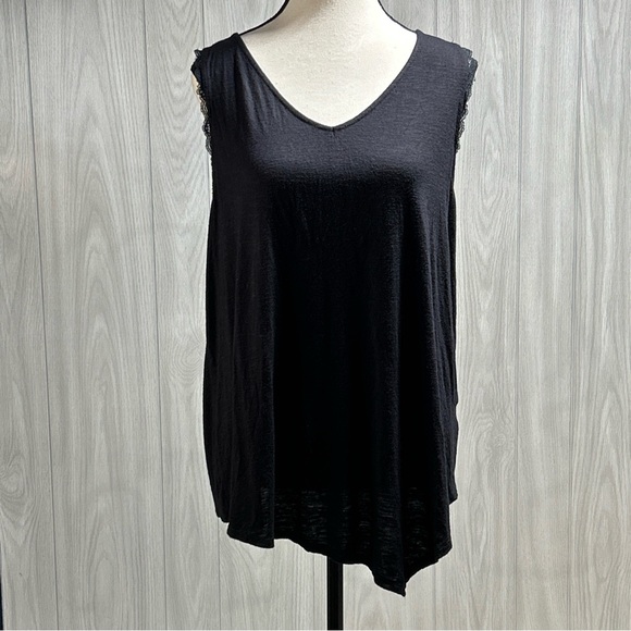Candie's Tops - Candies Black Asymmetrical Tank Top With Lace Size XL